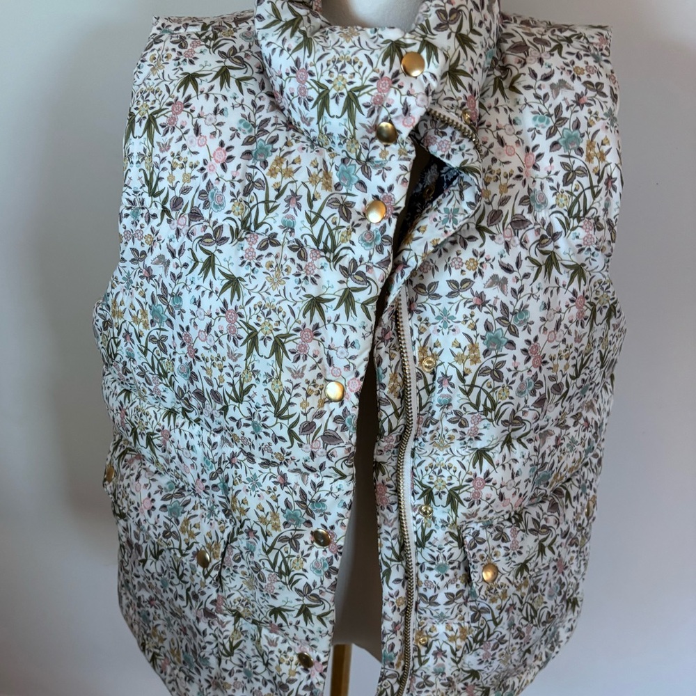 J. Crew Floral Puffer Vest